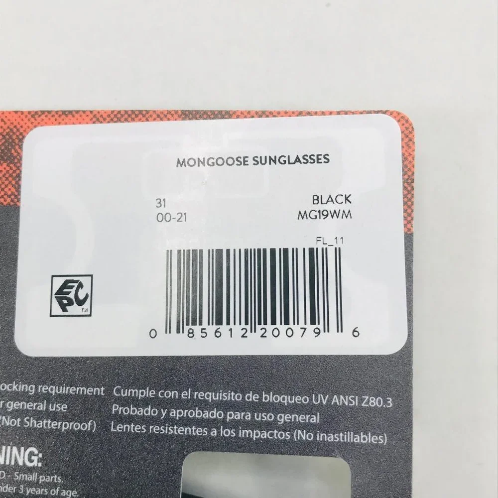 Mongoose Boys Black With Blue Mirror Lenses 100% UV Sunglasses New In Package